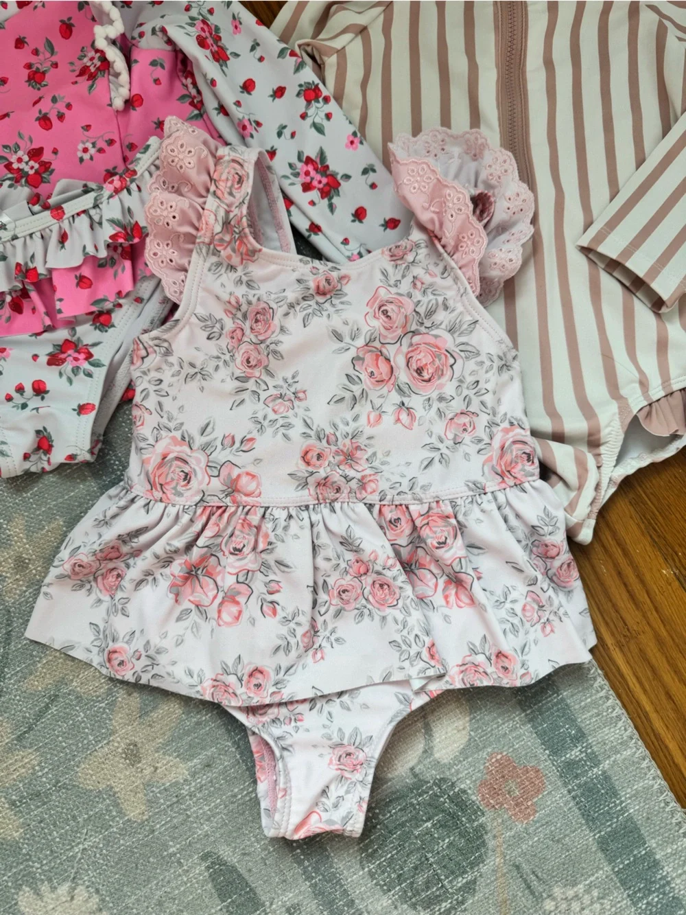 Lot of 6 Toddler Girl Bathing Suits, 2T, Assorted Brands